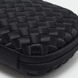 Pre Owned Bottega Veneta Black Intrecciato Satin Stretch Knot Clutch