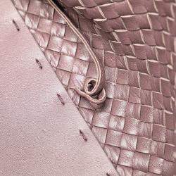 Pre Owned Bottega Veneta Purple Lambskin Intreccio Cabat Mini Tote
