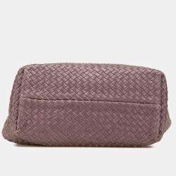 Pre Owned Bottega Veneta Purple Lambskin Intreccio Cabat Mini Tote