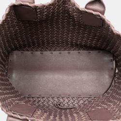 Pre Owned Bottega Veneta Purple Lambskin Intreccio Cabat Mini Tote