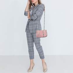 Bottega Veneta Pink Intrecciato Leather and Karung Flap Crossbody Bag