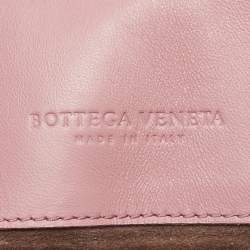 Bottega Veneta Pink Intrecciato Leather and Karung Flap Crossbody Bag