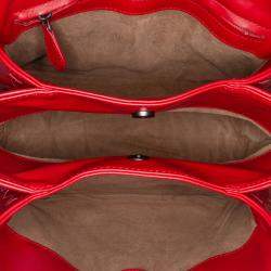 Bottega Veneta Red  Nappa Intrecciato Roma Mini Satchel