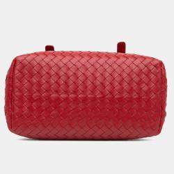 Bottega Veneta Red  Nappa Intrecciato Roma Mini Satchel