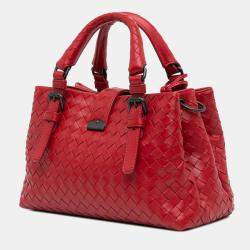 Bottega Veneta Red  Nappa Intrecciato Roma Mini Satchel