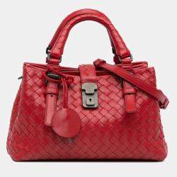 Bottega Veneta Red  Nappa Intrecciato Roma Mini Satchel