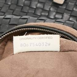 Pre Owned Bottega Veneta Black/Metallic Grey Intrecciato Leather Medium Applique Veneta Hobo