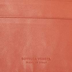 Bottega Veneta Orange Intrecciato Leather Compact Wallet
