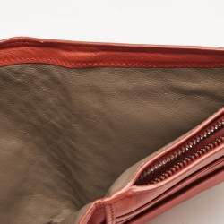 Bottega Veneta Orange Intrecciato Leather Compact Wallet