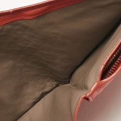 Bottega Veneta Orange Intrecciato Leather Compact Wallet