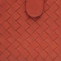 Bottega Veneta Orange Intrecciato Leather Compact Wallet