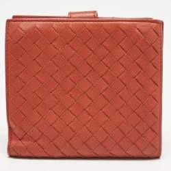 Bottega Veneta Orange Intrecciato Leather Compact Wallet