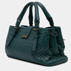 Bottega Veneta Green Mini Nappa Intrecciato Roma Satchel