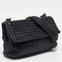 Bottega Veneta Black Intrecciato Leather Small Olimpia Shoulder Bag