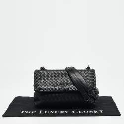 Bottega Veneta Black Intrecciato Leather Small Olimpia Shoulder Bag