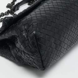 Bottega Veneta Black Intrecciato Leather Small Olimpia Shoulder Bag