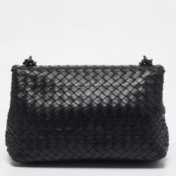 Bottega Veneta Black Intrecciato Leather Small Olimpia Shoulder Bag