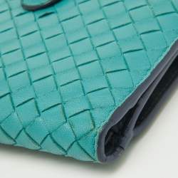 Bottega Veneta Light Blue Intrecciato Leather Compact Wallet