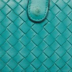 Bottega Veneta Light Blue Intrecciato Leather Compact Wallet