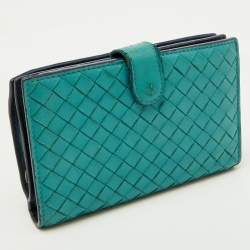 Bottega Veneta Light Blue Intrecciato Leather Compact Wallet