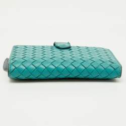 Bottega Veneta Light Blue Intrecciato Leather Compact Wallet