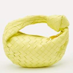 Pre Owned Bottega Veneta Yellow Intrecciato Leather Mini Jodie Hobo