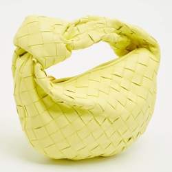 Pre Owned Bottega Veneta Yellow Intrecciato Leather Mini Jodie Hobo