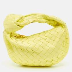 Pre Owned Bottega Veneta Yellow Intrecciato Leather Mini Jodie Hobo