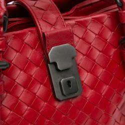 Bottega Veneta Red Nappa Intrecciato Roma Mini  Satchel