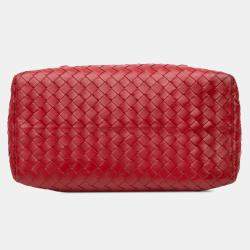 Bottega Veneta Red Nappa Intrecciato Roma Mini  Satchel