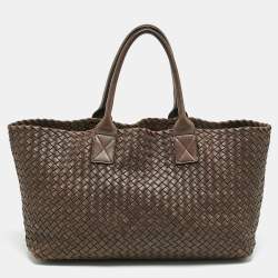 Bottega Veneta Cacao Intrecciato Leather Medium Cabat Tote 