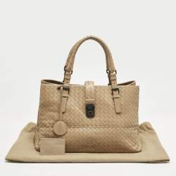 Bottega Veneta Beige Intrecciato Leather Medium Roma Tote