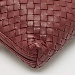 Pre Owned Bottega Veneta Burgundy Intrecciato Leather Nodini Crossbody Bag