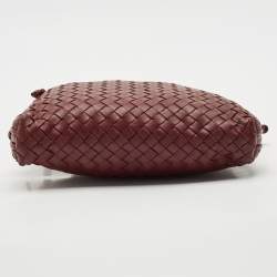 Pre Owned Bottega Veneta Burgundy Intrecciato Leather Nodini Crossbody Bag