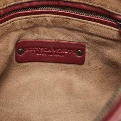 Pre Owned Bottega Veneta Burgundy Intrecciato Leather Nodini Crossbody Bag