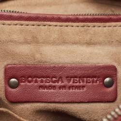 Pre Owned Bottega Veneta Burgundy Intrecciato Leather Nodini Crossbody Bag