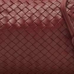 Pre Owned Bottega Veneta Burgundy Intrecciato Leather Nodini Crossbody Bag