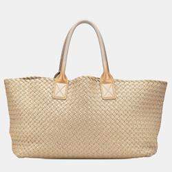 Bottega Veneta Grey Medium Lambskin Intreccio Cabat Tote