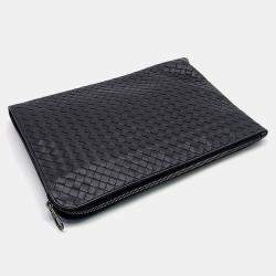Bottega Veneta Black Leather Mesh Clutch