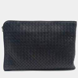 Bottega Veneta Black Leather Mesh Clutch
