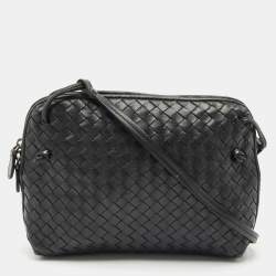Pre Owned Bottega Veneta Black Intrecciato Leather Nodini Shoulder Bag