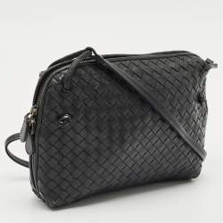 Pre Owned Bottega Veneta Black Intrecciato Leather Nodini Shoulder Bag