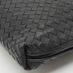 Pre Owned Bottega Veneta Black Intrecciato Leather Nodini Shoulder Bag