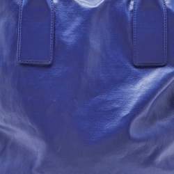 Pre Owned Bottega Veneta Blue Coated Canvas Oversized Tote