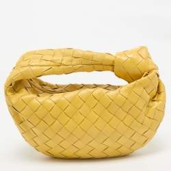 Pre Owned Bottega Veneta Yellow Intrecciato Leather Mini Jodie Hobo
