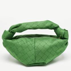 Bottega Veneta Green Intrecciato Print Fabric Mini BV Jodie Hobo