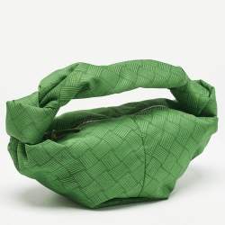 Bottega Veneta Green Intrecciato Print Fabric Mini BV Jodie Hobo
