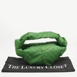 Bottega Veneta Green Intrecciato Print Fabric Mini BV Jodie Hobo