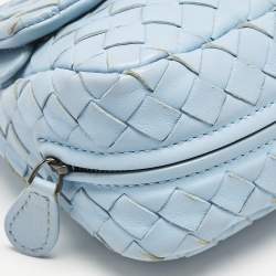 Bottega Veneta Light Blue Intrecciato Leather Chain Crossbody Bag