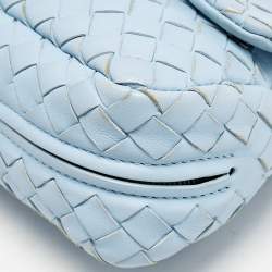 Bottega Veneta Light Blue Intrecciato Leather Chain Crossbody Bag